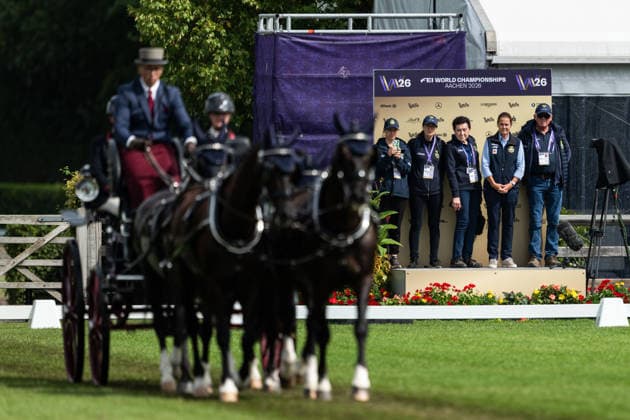 260821 Annika Borg, head coach of of the Swedish national driving team, watch Fredrik Persson of Sweden with horses Fasco, Hertog Jan, Judson and Kermit compete in the Four-in-Hand Dressage during day 11 of the 2026 FEI World Championships on August 21, 2026 in Aachen. Photo: Emma Wallskog BILDBYRAN kod EW EW0695 ridsport equestrian rid-vm 2026 2026 fei world championships bbeng ridsport-vm fyrspann drivning körning dressyr dressage four in hand *** August 21, 2026: Annika Borg, head coach of the Swedish national driving team, watches Fredrik Persson of Sweden, with his horses Fasco, Hertog Jan, Judson, and Kermit, compete in the Four-in-Hand Dressage on Day 11 of the 2026 FEI World Championships on August 21, 2026 in Aachen. Photo by Emma Wallskog. BILDBYRAN code EW EW0695 equestrian sports 2026 World Championships 2026 FEI World Championships bbeng equestrian sports World Championships four-in-hand driving dressage four-in-hand  Copyright: EMMAxWALLSKOG BB260821EW012