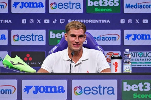 foto IPP lisa guglielmi Firenze 21-08-2026 calcio fiorentina 2026 2027 presentazione Mateo Pellegrino nella foto Mateo Pellegrino (Fiorentina) italy photo press world copyrighft italy ITALY  Copyright: xR4924_italyphotopressx