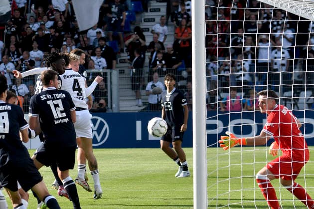 Jonathan Burkardt (Eintracht Frankfurt 9) erzielt das Tor zum 0:1 21.08.2026 ¢ Fussball ¢ SC St. Tönis vs Eintracht Frankfurt, Grotenburg-Stadion, Krefeld, DFB DFL REGULATIONS PROHIBIT ANY USE OF PHOTOGRAPHS AS IMAGE SEQUENCES AND OR QUASI-VIDEO *** Jonathan Burkardt of Eintracht Frankfurt scores the goal to make it 0-1 on August 21, 2026 ¢ Soccer ¢ SC St. Tönis vs. Eintracht Frankfurt, Grotenburg Stadium, Krefeld, DFB and DFL regulations prohibit any use of photographs as image sequences and or quasi-video Copyright: xpepphotox xSaschaxWeizx pep00321, pep_20260821_hm
