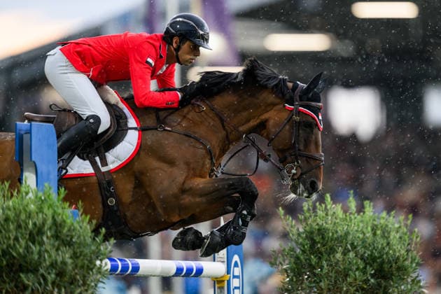 260821 Nayel Nassar of Egypt with horse ESI Ali compete in the team jumping final during day 11 of the 2026 FEI World Championships on August 21, 2026 in Aachen. Photo: Emma Wallskog BILDBYRAN kod EW EW0693 ridsport equestrian rid-vm 2026 2026 fei world championships bbeng ridsport-vm hoppning jumping lagfinal team final *** August 21, 2026: Nayel Nassar of Egypt, riding ESI Ali, competes in the team jumping final on Day 11 of the 2026 FEI World Championships in Aachen. 2026 in Aachen. Photo by Emma Wallskog. BILDBYRAN code EW EW0693. equestrian sports, 2026 World Championships, 2026 FEI World Championships, BBENG, equestrian sports, World Championships, show jumping, team final  Copyright: EMMAxWALLSKOG BB260821EW029