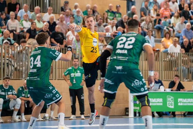 Handball I Herren I Saison 2026-2027 I DHB Pokal I 1. Runde I HC Oppenweiler Backnang - HSC 2000 Coburg I 21.08.2026 Jakob Knauer (25, HSC Coburg) im Wurf Backnang Murrtal Arena Baden-Württemberg Deutschland *** Handball I Men I 2026–2027 Season I DHB Cup I 1st Round I HC Oppenweiler Backnang vs. HSC 2000 Coburg I August 21, 2026 Jakob Knauer 25, HSC Coburg takes on Backnang at the Murrtal Arena in Baden-Württemberg, Germany Copyright: xLobeca MaxxPetershansx