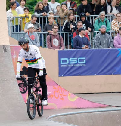 21.08.2026 Qualifikation Männer bei der BMX Freestyle Park Europameisterschaft in Darmstadt Bürgerpark Ausrichter VC Darmstadt 21.-23.8.26 hier Benjamin Daldy (FRA) während Wettkampf Darmstadt Hessen Deutschland *** August 21, 2026 Men s Qualifying Round at the BMX Freestyle Park European Championships in Darmstadt s Bürgerpark, hosted by VC Darmstadt, August 21–23, 2026; here, Benjamin Daldy (FRA) during the competition in Darmstadt, Hesse, Germany