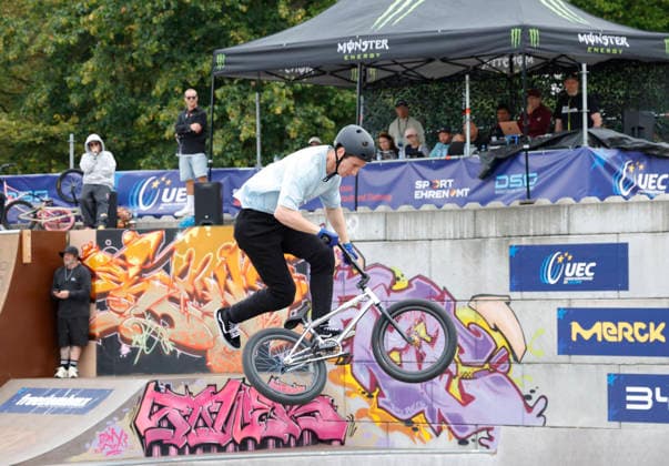 21.08.2026 Qualifikation Männer bei der BMX Freestyle Park Europameisterschaft in Darmstadt Bürgerpark Ausrichter VC Darmstadt 21.-23.8.26 hier Lars Kindermann (GER) während Wettkampf Darmstadt Hessen Deutschland *** August 21, 2026 Men s Qualifying Round at the BMX Freestyle Park European Championships in Darmstadt s Bürgerpark, hosted by VC Darmstadt, August 21–23, 2026. Pictured here: Lars Kindermann (GER) during the competition in Darmstadt, Hesse, Germany