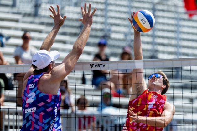 August 21, 2026, Montreal, Quebec, Canada: STEVEN ABRAMS and CAMERON CHADWICK from Canada in match against Taylor Crabb and Andrew Benesh from USA at Beach Pro Tour at Parc Jean-Drapeau in Montreal, Quebec, Canada on 2026-08-21 VOLLEYBALL: Beach Pro Tour Montreal 2026  - ZUMAl189 20260821_zsp_l189_027 Copyright: xYannickxLegarex