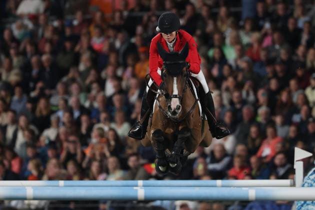 Sophie Hinners (GER, Deutschland) mit Pferd Iron Dames Singclair , Springen, FEI Jumping World Championship, WM, Weltmeisterschaft , FEI Jumping World Championship Second Competition Ð Team Final, Mercedes-Benz Prize, Mercedes-Benz Prize, Einzel und Teamwertung, Jumping , AACHEN - FEI World Championships 2026, Weltfest des Pferdesports, Reitsport Weltmeisterschaft 2026, Aachen 2026, Welcome Home 2026, Aachener Soers, 11. bis 23. August 2026, Reitsport, 20.08.2026, Aachen Aachener Soers Deutschland *** Sophie Hinners (GER), Germany, riding Iron Dames Singclair, Show Jumping, FEI Jumping World Championship, FEI Jumping World Championship Second Competition – Team Final, Mercedes-Benz Prize, Mercedes-Benz Prize, Individual and Team Standings, Jumping, AACHEN FEI World Championships 2026, World Equestrian Festival, 2026 World Equestrian Games, Aachen 2026, Welcome Home 2026, Aachen Soers, August 11–23, 2026, Equestrian Sports, August 20, 2026, Aachen Soers, Germany