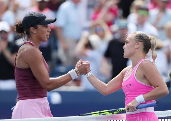 August 21, 2026, Mason, Ohio, USA: SARA BEJLEK of Czech Republic and MADISON KEYS of USA after the match in quarterfinals of tennis tournament WTA, Tennis Damen 1000 Cincinnati Open in Mason, USA. Bejlek won 3:6, 6:4, 7:6 Mason USA - ZUMAc278 20260821_zsp_c278_013 Copyright: xMarcinxCholewinskix