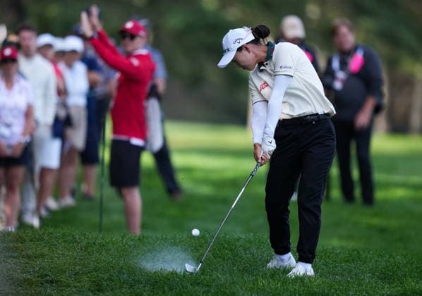 August 21, 2026, Edmonton, Ab, CANADA: Minjee Lee, of Australia, hits her second shot on the 14th hole during the second round at the LPGA, Golf Damen CPKC Canadian Women s Open golf tournament, in Edmonton, on Friday, Aug. 21, 2026. Canada News - August 21, 2026  - ZUMAc35_ 20260821_zaf_c35_118 Copyright: xDarrylxDyckx