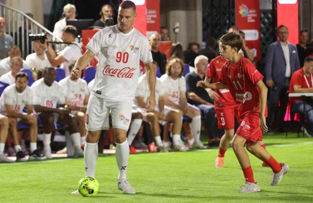 Plazma Youth Sports Games in Split, Croatia On the occasion of the celebration of the 30th anniversary of the Plazma Youth Sports Games, a showpiece match was played between the stars and the young team of the Sports Games, in Split, Croatia, on August 21. 2026. Nemanja Vidic.  IvoxCagalj PIXSELL