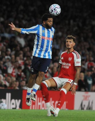 Football - 2026 - 227 - Arsenal v Coventry City FA Premiership at Emirates Stadium - Friday 21st August 2026 Jay Dasilva of Coventry and Ben White of Arsenal 