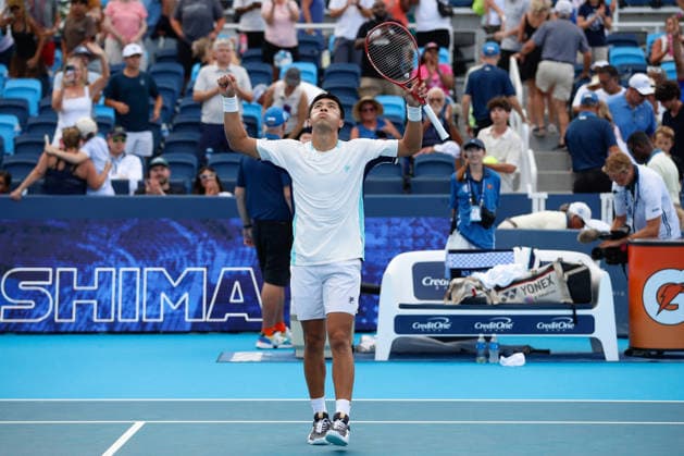 CINCINNATI, OH - AUGUST 21: Brandon Nakashima of the United States reacts after his quarterfinal match at the Cincinnati Open at the Lindner Family Tennis Center on August 21, 2026 in Mason, Ohio. (Photo by Ian Johnson Icon Sportswire) TENNIS: AUG 21 Cincinnati Open EDITORIAL USE ONLY Icon2608121009