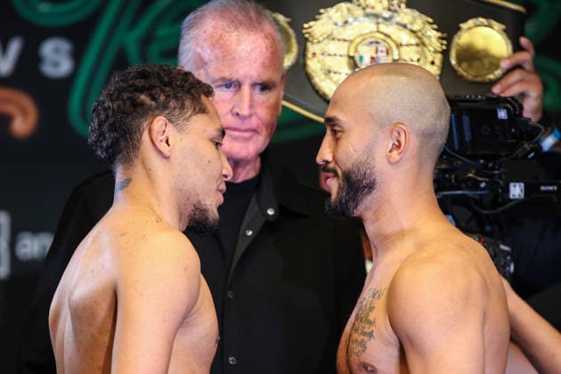 Boxing 2026: Romero Vs Lopez Weigh-In AUG 21 August 21, 2026: (L-R) Carlos Utria and Israel Mercado face-off during weigh-ins before the Romero vs Lopez event inside the Presidio Ballroom at Park MGM on August 21, 2026 in Las Vegas, NV. Christopher Trim CSM. (Credit Image: Â Christopher Trim Cal Media) Las Vegas Nevada United States of America EDITORIAL USE ONLY Copyright: xx ZUMA-20260821_zma_c04_044.jpg ChristopherxTrimx csmphotothree513272