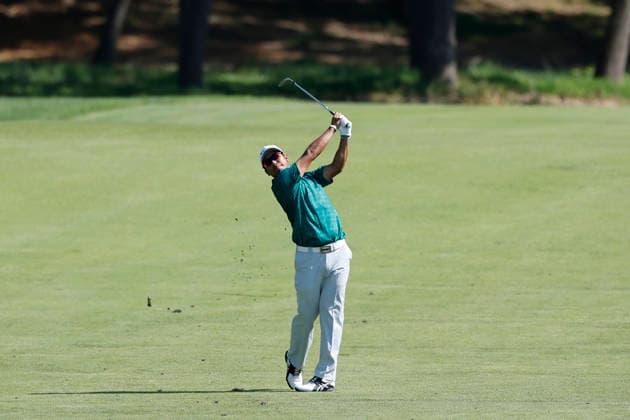 ST. LOUIS, MO - AUGUST 21: Hideki Matsuyama of Japan plays a shot from the fairway at the eleventh hole during the second round of the BMW Championship on August 21, 2026 at Bellerive Country Club in St Louis, Missouri. (Photo by Joe Robbins Icon Sportswire) GOLF: AUG 21 PGA, Golf Herren BMW Championship EDITORIAL USE ONLY Icon5732608210472