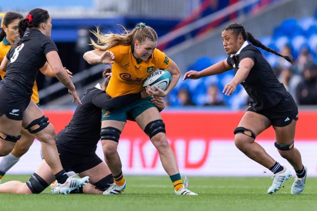 RUGBY WALLAROOS BLACK FERNS, Australia s Kaitlan Leaney during the Second Women s Test Match between the Australian Wallaroos and the New Zealand Black Ferns at Go Media Stadium in Auckland, Saturday, August 22, 2026. ( NO ARCHIVING, EDITORIAL USE ONLY, AUSTRALIA USE ONLY AUCKLAND NEW ZEALAND  Copyright: xJOSHUAxDEVENIEx 20260822115393849286