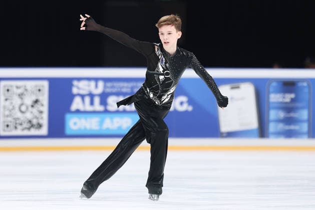 XI AN, CHINA - AUGUST 22: Samir Temergalin of Uzbekistan performs in the Junior Men - Free Skating on day 3 of the ISU Figure skating, Eiskunstlauf Junior Grand Prix Xi an 2026 on August 22, 2026 in Xi an, Shaanxi Province of China.  Copyright: xVCGx 111661415869