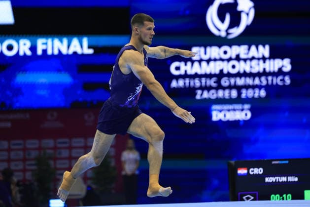 Zagreb, 21.08.2026. - 37TH EUROPEAN MEN™S ARTISTIC GYMNASTICS, Men s Artistic Gymnastics, Apparatus Final, Floor exercise, SENIORS. 534 KOVTUN Illia (CRO) 37th European Men™s Artistic Gymnastics - Apparatus Final, SENIORS  2S6A6156.JPG