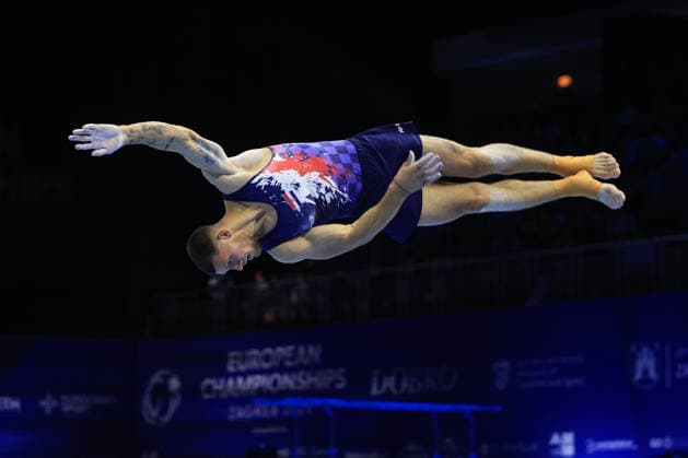 Zagreb, 21.08.2026. - 37TH EUROPEAN MEN™S ARTISTIC GYMNASTICS, Men s Artistic Gymnastics, Apparatus Final, Floor exercise, SENIORS. 534 KOVTUN Illia (CRO) 37th European Men™s Artistic Gymnastics - Apparatus Final, SENIORS  2S6A6203.JPG