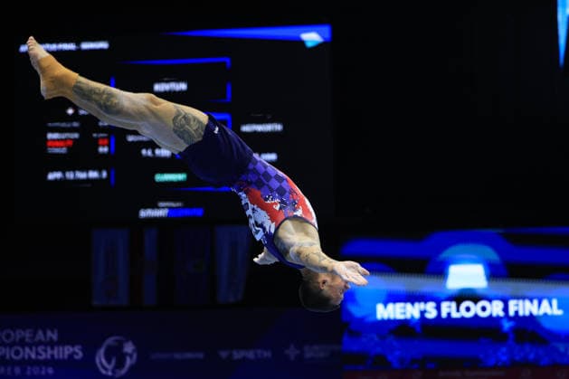 Zagreb, 21.08.2026. - 37TH EUROPEAN MEN™S ARTISTIC GYMNASTICS, Men s Artistic Gymnastics, Apparatus Final, Floor exercise, SENIORS. 534 KOVTUN Illia (CRO) 37th European Men™s Artistic Gymnastics - Apparatus Final, SENIORS  2S6A6440.JPG
