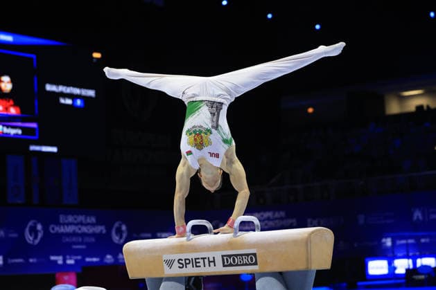 Zagreb, 21.08.2026. - 37TH EUROPEAN MEN™S ARTISTIC GYMNASTICS, Men s Artistic Gymnastics, Apparatus Final, Floor exercise, SENIORS. 529 IVANOV David (BUL) Men s Artistic Gymnastics Apparatus Final , Pommel horse, Individual SENIORS.  2S6A0698.JPG