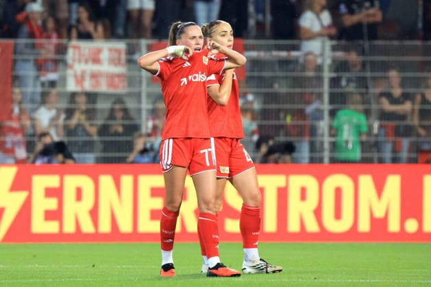 21.08.2026, GER Deutschland, Fussball, 1.Fussballbundesliga, Frauen, 2026 2027, Alte Foersterei, 1.FC Union vs. Bayern Muenchen Jill Janssen ( 1.FC Union Berlin 77 ), Lia Kamber ( 1.FC Union Berlin 41 ) 1. Liga: DFB DFL regulations prohibit any use of photographs as image sequences and or quasi-video) Berlin Stadion Alte Foersterei Berlin Deutschland *** August 21, 2026, GER Germany, Soccer, 1st Bundesliga, Women, 2026–2027, Alte Foersterei, 1. FC Union vs. Bayern Munich Jill Janssen 1. FC Union Berlin 77, Lia Kamber 1. FC Union Berlin 41 1st League DFB DFL regulations prohibit any use of photographs as image sequences and or quasi-video Berlin Stadium Alte Foersterei Berlin Germany Copyright: xNordphotox xEnglerx