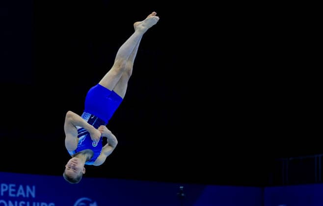 ZAGREB, CROATIA, AUGUST 22: Tsimur Kartashou (WG1) in action during the men™s qualifications at the European Gymnastics Championships. Croatia Copyright: xBEAUTIFULxSPORTS vanxdenxBroekx