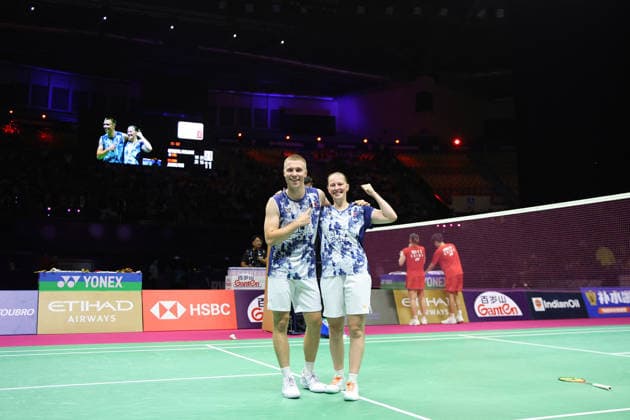 French Team qualified for final at Badminton Championship - Delhi Thom Gicquel of France and Delphine Delrue of France in action during the BWF World Championships 2026 at Indira Gandhi Indoor Stadium, in New Delhi on August 22, 2026. Photo by Anshuman Akash New Delhi India  Copyright: xAkashxAnshuman ABACAx