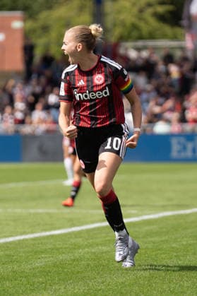 22.08.2026, xhfmx, Fussball Google Pixel Frauen-Bundesliga, Eintracht Frankfurt - 1.FC Köln Laura Freigang (Eintracht Frankfurt, Rückennummer 10) bejubelt Ihren Treffer gegen den 1.FC Köln um 1:0. Tor, Goal, Jubel, Celebration Frankfurt am Main *** August 22, 2026, xhfmx, Soccer, Google Pixel, Women s Bundesliga, Eintracht Frankfurt, 1. FC Köln, Laura Freigang (Eintracht Frankfurt), No. 10, celebrates her goal against 1. FC Köln (1–0), Goal, Celebration, Frankfurt am Main