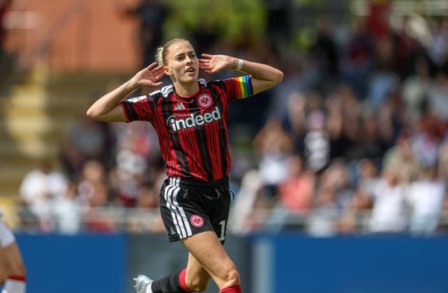 GER, Frankfurt, Eintracht Frankfurt vs 1. FC Köln, Google Pixel Frauen Bundesliga, Fussball, DFB, Spielzeit 2026 2027, Stadion am Brentanobad, 1. Spieltag im Bild: Laura Freigang (Eintracht Frankfurt Frauen 10) erzielt das 1:0, Tor, Jubel und Freude, Emotionen DFB DFL REGULATIONS PROHIBIT ANY USE OF PHOTOGRAPHS AS IMAGE SEQUENCES AND OR QUASI-VIDEO, 22.08.2026 *** GER, Frankfurt, Eintracht Frankfurt vs. 1. FC Köln, Google Pixel Women s Bundesliga, Soccer, DFB, 2026–2027 Season, Stadion am Brentanobad, Matchday 1 in Pictures: Laura Freigang of Eintracht Frankfurt Women s Team 10 scores the 1–0 goal, Celebration and joy, emotions. DFB and DFL regulations prohibit any use of photographs as image sequences and or quasi-video. August 22, 2026 Copyright: HMBxMedia HendrikxHamelau