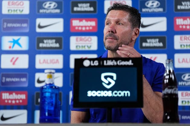 August 22, 2026, Madrid, Madrid, Spain: Diego Pablo Simeone, head coach of Atletico de Madrid, attends his press conference, PK, Pressekonferenz during a training session of Atletico de Madrid ahead the Spanish League, LaLiga EA Sports, football match against Villarreal CF at Ciudad Deportiva Wanda Atletico de Madrid on August 22, 2026, in Madrid, Spain. Madrid Spain - ZUMAa181 20260822_zaa_a181_047 Copyright: xDennisxAgyemanx