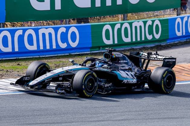 ZANDVOORT - George Russell from Great Britain and driver for Mercedes-AMG PETRONAS F1 Team during the sprint race of the Formula 1 Heineken Dutch Grand Prix at Circuit Zandvoort on August 22, 2026 in Zandvoort, the Netherlands. MARCEL TER BALS ANP xVIxANPxSportx xMarcelxterxBalsxIVx 565995643 originalFilename: 565995643.jpg