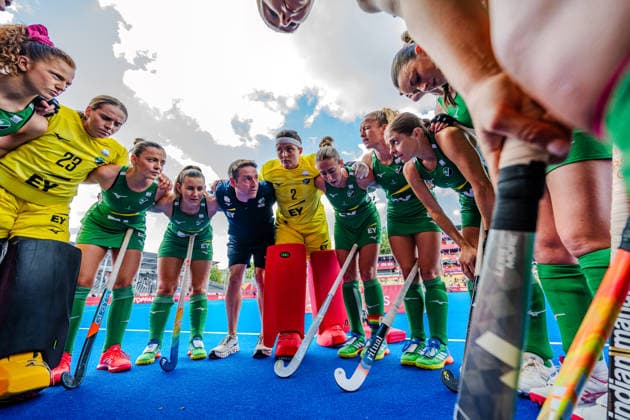 2026 Women s FIH Hockey World Cup, Belfius Hockey Arena, Wavre, Belgium 22 8 2026 Ireland vs Scotland A view of a Ireland team huddle ahead of the match A view of a Ireland team huddle ahead of the match 22 8 2026  Copyright: xWillxPalmerx WP8_7301 20260822