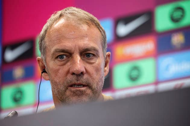 August 22, 2026, Sant Joan Despi, Barcelona, Spain: Hansi Flick, head coach of FC Barcelona, Barca attends his press conference, PK, Pressekonferenz during the training day of FC Barcelona ahead the Spanish League, LaLiga EA Sports, football match against Elche CF at Ciudad Esportiva Joan Gamper on August 22, 2026 in Sant Joan Despi, Barcelona, Spain. FC Barcelona Training And Press Conference - LaLiga EA Sports  - ZUMAa181 20260822_zaa_a181_091 Copyright: xJavierxBorregox