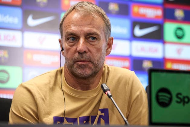 August 22, 2026, Sant Joan Despi, Barcelona, Spain: Hansi Flick, head coach of FC Barcelona, Barca attends his press conference, PK, Pressekonferenz during the training day of FC Barcelona ahead the Spanish League, LaLiga EA Sports, football match against Elche CF at Ciudad Esportiva Joan Gamper on August 22, 2026 in Sant Joan Despi, Barcelona, Spain. FC Barcelona Training And Press Conference - LaLiga EA Sports  - ZUMAa181 20260822_zaa_a181_093 Copyright: xJavierxBorregox