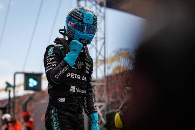 George Russell (Mercedes AMG Petronas F1 Team, 63) bejubelt seinen Sieg im Sprintrennen, Jubel, Freude, Emotionen Grosser Preis der Niederlande, Motorsport, Formel 1, Saison 2026, 22.08.2026 Grosser Preis der Niederlande, Motorsport, Formel 1, Saison 2026, 22.08.2026 *** George Russell of the Mercedes AMG Petronas F1 Team, No. 63, celebrates his victory in the Sprint Race; cheers, joy, excitement; Dutch Grand Prix, motorsports, Formula 1, 2026 season, August 22, 2026, Dutch Grand Prix, motorsports, Formula 1, 2026 season, August 22, 2026 Copyright: xEibnerxPressefotox EP_ANS