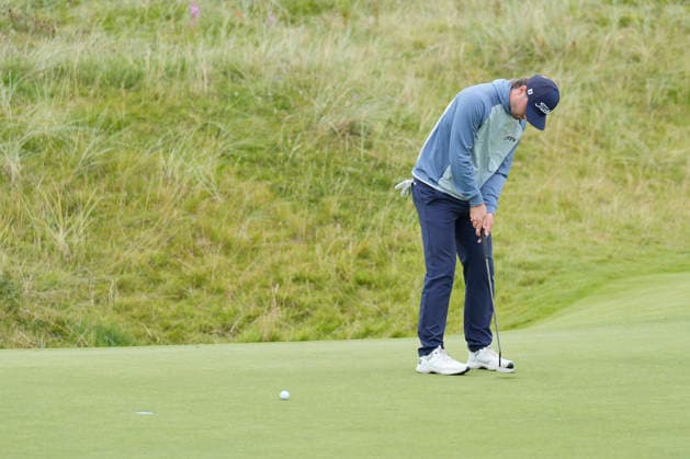 BALMEDIE, SCOTLAND - AUG 22: Cameron Adam (SCO) putts on the second green during Round 3 at the 2026 Nexo Championship at the Trump International Golf Links, Balmedie on August 22, 2026 in Aberdeenshire, Scotland The 2026 Nexo Championship