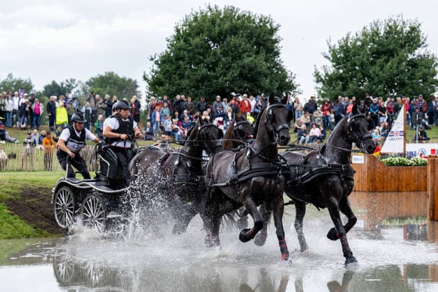 260822 Peter Bennett of Great Britain with horses Elmo Almire, Kroonprins, Lodewijk and Lutiano compete in the Four-in-Hand Marathon during day 12 of the 2026 FEI World Championships on August 22, 2026 in Aachen. Photo: Emma Wallskog BILDBYRAN kod EW EW0697 ridsport equestrian rid-vm 2026 2026 fei world championships bbeng ridsport-vm fyrspann drivning körning *** August 22, 2026 — Peter Bennett of Great Britain, riding the horses Elmo Almire, Kroonprins, Lodewijk, and Lutiano, competes in the Four-in-Hand Marathon on Day 12 of the 2026 FEI World Championships in Aachen. 2026 in Aachen. Photo by Emma Wallskog. BILDBYRAN code EW EW0697 equestrian sports 2026 World Championships 2026 FEI World Championships bbeng equestrian sports World Championships four-in-hand driving  Copyright: EMMAxWALLSKOG BB260822EW022