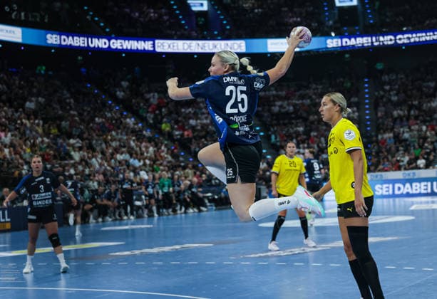 SPIELERIN im Spiel HSG Blomberg-Lippe vs. Borussia Dortmund, Rexel Super Cup, 22.08.2026, SAP Garden München. *** PLAYER in the game HSG Blomberg Lippe vs. Borussia Dortmund, Rexel Super Cup, August 22, 2026, SAP Garden Munich Copyright: xBEAUTIFULxSPORTS E.Schneiderx
