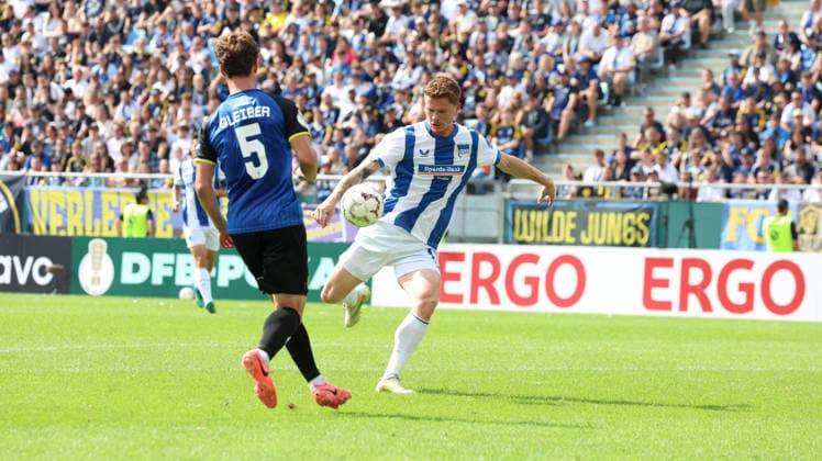 22.08.2026, xrekx, Fussball DFB Pokal 1.Runde, 1.FC Saarbruecken - Hertha BSC Berlin v.l. Sebastian Grönning (Hertha BSC) (DFL DFB REGULATIONS PROHIBIT ANY USE OF PHOTOGRAPHS as IMAGE SEQUENCES and or QUASI-VIDEO) Saarbruecken *** August 22, 2026, xrekx, Soccer DFB Cup First Round, 1 FC Saarbrücken vs. Hertha BSC Berlin by Sebastian Grönning, Hertha BSC. DFL and DFB regulations prohibit any use of photographs as image sequences and or quasi-video. Saarbrücken