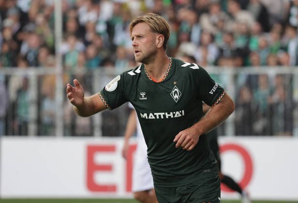 Niclas Fuellkrug (SV Werder Bremen) Fussball, Saison 2026 2027, Maenner, Herren, DFB Pokal, 1. Hauptrunde, Millerntor Stadion, Lueneburger SK gegen Werder Bremen DFL REGULATIONS PROHIBIT ANY USE OF PHOTOGRAPHS AS IMAGE SEQUENCES AND OR QUASI-VIDEO. *** Niclas Fuellkrug, SV Werder Bremen Soccer, 2026–2027 Season, Men, DFB Cup, 1st Round, Millerntor Stadium, Lüneburger SK vs. Werder Bremen DFL REGULATIONS PROHIBIT ANY USE OF PHOTOGRAPHS AS IMAGE SEQUENCES AND OR QUASI-VIDEO