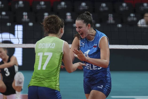Germany v Slovenia - CEV Women s European Volleyball Championship ISTANBUL, TURKIYE - AUGUST 22: Slovenia s Masa Pucelj (4) celebrates after a score during their Pool A opening match of the 2026 CEV Women s European Volleyball Championship at Sinan Erdem Sports Hall in Istanbul, Turkiye, on August 22, 2026. Bunyamin Celik Anadolu Istanbul Turkey. Editorial use only. Please get in touch for any other usage.  Copyright: x2026xAnadoluxBunyaminxCelikx