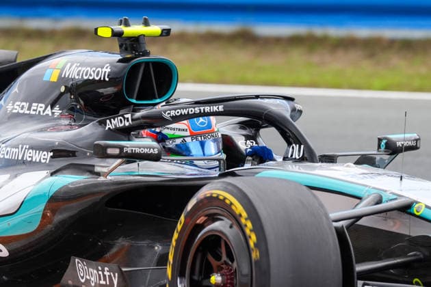 2026-08-22 F1 Grand Prix of Netherlands - Sprint Race ZANDVOORT, NETHERLANDS - AUGUST 22: Kimi Antonelli of Mercedes during the Sprint Race before the F1 Grand Prix of Netherlands at MASCOT Circuit Zandvoort on August 22, 2026 in Zandvoort, Netherlands. Zandvoort MASCOT Circuit Zandvoort Netherlands Content not available for redistribution in The Netherlands directly or indirectly through any third parties. Copyright: xAndrexWeeningx