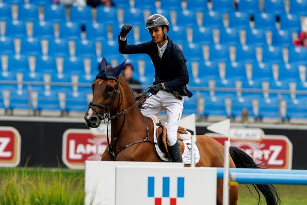 AACHEN - FEI World Championships 2026, AACHEN - FEI World Championships 2026 SCHMIDT Magnus (GER), Carl Gustav 7 Stechen Jump-Off RWE-Prize Final German U25 Trophy of the Stiftung Deutscher Pferdesport and Holger Hetzel Aachen, Reitstadion Soers 22. August 2026 - *** 2026 FEI World Championships in Aachen, AACHEN FEI World Championships 2026: Magnus Schmidt (GER), Carl Gustav, 7th in the Jump-Off, RWE Prize Final, German U25 Trophy of the Stiftung Deutscher Pferdesport, and Holger Hetzel, Aachen, Reitstadion Soers, August 22, 2026