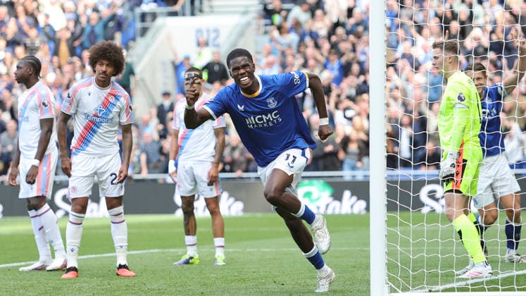 Everton v Crystal Palace, Premier League Goal 2-0 Everton forward Thierno Barry (11) scores a goal 2-0 and celebrates during the Premier League match between Everton and Crystal Palace at Hill Dickinson Stadium, Liverpool, UK on 22 August 2026. Liverpool Hill Dickinson Stadium Merseyside UK Editorial use only DataCo restrictions apply See www.football-dataco.com , Copyright: xCraigxGallowayx PSI-24740-0020