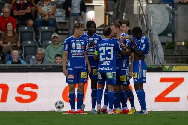 SOCCER - BL, Altach vs Hartberg ALTACH,AUSTRIA,22.AUG.26 - SOCCER - ADMIRAL Bundesliga, SCR Altach vs TSV Hartberg. Image shows the rejoicing of Hartberg.  GEPAxpictures xOliverxLerch