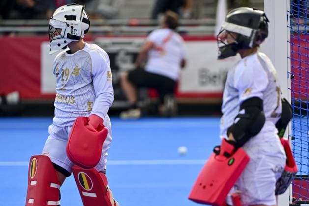 Belgium s goalkeeper Elodie Picard and Belgium s goalkeeper Elena Sotgiu pictured ahead of a Field hockey, Feldhockey game between Belgian national team, Nationalteam Red Panthers and Germany, at the women s 2026 Hockey World Cup, on Saturday 22 August 2026 in Wavre. The 2026 edition of the Hockey World Cup takes place in Belgium and The Netherlands from August 15 to August 30. DIRKxWAEM  x183994997x