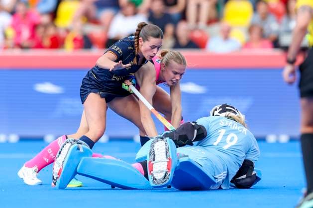 Belgium v Germany - FIH Women s Hockey World Cup WAVRE, BELGIUM - AUGUST 22 : Emilie Verhees of Belgium in action pictured during the FIH Women s Hockey World Cup 2026 second phase group pool C match between Belgium and Germany pictured on August 22, 2026 in Wavre, Belgium, 22-08-26 Wavre Belgium  Copyright: xXpix