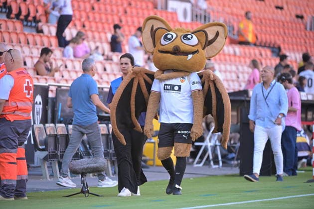 August 22, 2026, Valencia, Valencia, Spain: The official mascot AMUNT of Valencia CF before the LaLiga EA Sports, match between Valencia CF versus Celta Vigo at Mestalla Stadium Valencia Spain - ZUMAs385 20260822_zsp_s385_004 Copyright: xLeopoldxSoglox