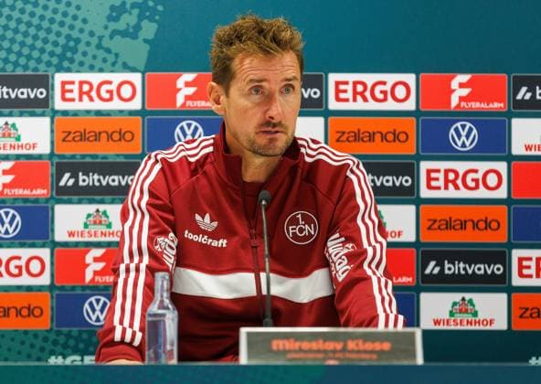 22.08.2026 - Fussball - Saison 2026 2027 - DFB Pokal Vereinspokal - 01. Runde: Viktoria Köln - 1. FC Nürnberg Nuernberg FCN ( Club ) - Sportfoto Zink DaMa - xdaxmax - regulations prohibit any use of photographs as image sequences and or quasi-video - Miroslav Miro Klose ( Trainer 1. FC Nürnberg FCN ) im Interview in Pressekonferenz *** August 22, 2026 Soccer Season 2026–2027 DFB Cup Club Cup First Round Viktoria Cologne 1 FC Nuremberg Nuremberg FCN Club Sports Photo Zink DaMa xdaxmax regulations prohibit any use of photographs as image sequences and or quasi-video Miroslav Miro Klose, coach of 1. FC Nürnberg (FCN), in an interview at a press conference
