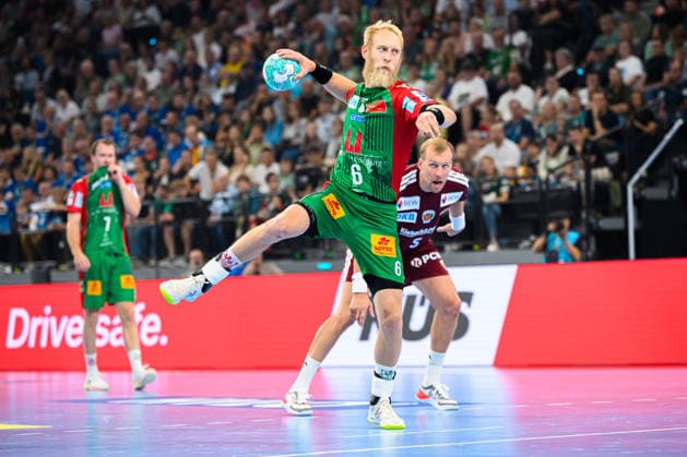 Muenchen: HBL Super Cup 2026 - SC Magdeburg - Fuechse Berlin Matthias Musche (SC Magdeburg) Muenchen SAP Garden Bayern Deutschland *** Munich HBL Super Cup 2026 SC Magdeburg, Fuechse Berlin, Matthias Musche, SC Magdeburg, Munich, SAP Garden, Bavaria, Germany