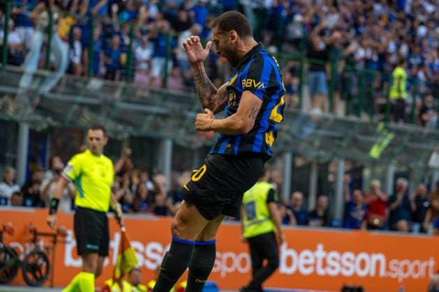 IPA87700789 - Hakan Calhanoglu scored a goal during the Serie A match between FC Internazionale and AC Monza at Stadio Giuseppe Meazza in Milan, Italy, on August 22, 2026. During the Serie A match between FC Internazionale and AC Monza at Stadio Giuseppe Meazza, Milan, Italy, August 22, 2026.  Copyright: xFedericoxManoni IPAxSportx xx 87700789
