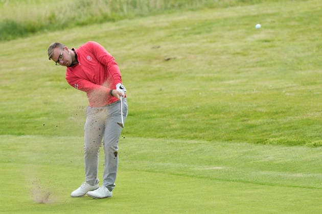 BALMEDIE, SCOTLAND - AUG 22: Eliot Baker (a) (ENG) plays from the tenth fairway during Round 3 at the 2026 Nexo Championship at the Trump International Golf Links, Balmedie on August 22, 2026 in Aberdeenshire, Scotland The 2026 Nexo Championship